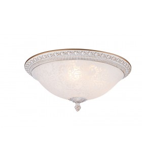 Flush Bowl Ceiling Lamp White with Gold, 3 Light, E27 - 1