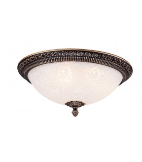 Flush Bowl Ceiling Lamp Bronze Antique, 3 Light, E27 - 1