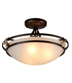 Flush Bowl Ceiling Lamp Bronze Antique, 3 Light, E27 - 1