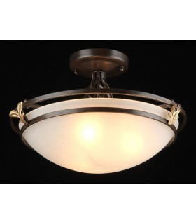 Flush Bowl Ceiling Lamp Bronze Antique, 3 Light, E27 - 2