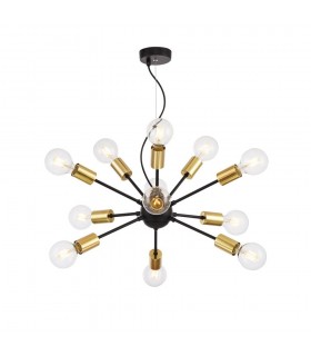 Ceiling Pendant Lamp Black, 12 Light, E27 - 1