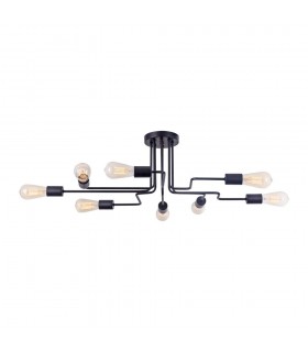 Ceiling Lamp Black, 8 Light, E27 - 1