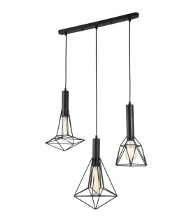 Cage Cluster Ceiling Pendant Lamp Black, 3 Light, E27 - 1