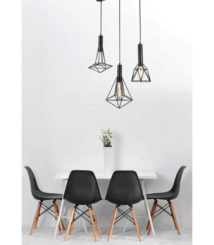 Cage Cluster Ceiling Pendant Lamp Black, 3 Light, E27 - 2