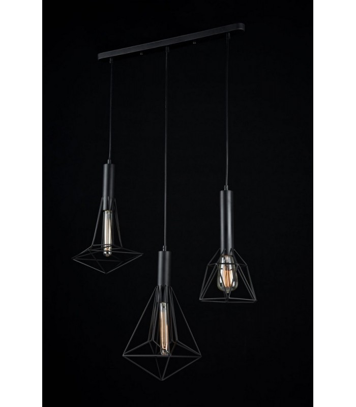 Cage Cluster Ceiling Pendant Lamp Black, 3 Light, E27 - 4
