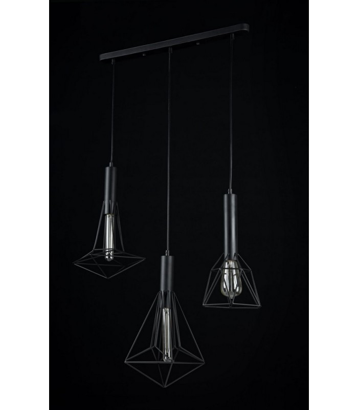 Cage Cluster Ceiling Pendant Lamp Black, 3 Light, E27 - 5