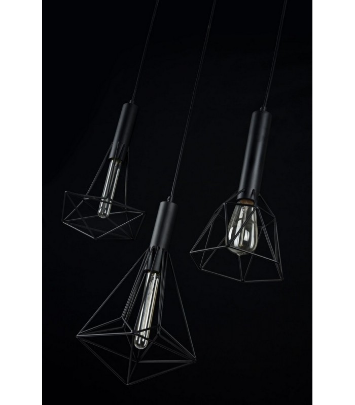Cage Cluster Ceiling Pendant Lamp Black, 3 Light, E27 - 7