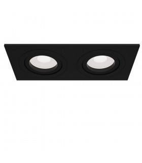 Recessed Twin Square Downlight Black, 2 Light, GU10 - 1