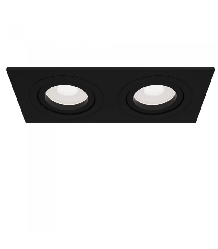Recessed Twin Square Downlight Black, 2 Light, GU10 - 1