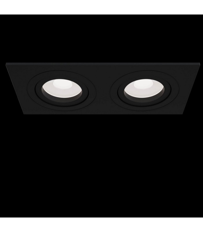 Recessed Twin Square Downlight Black, 2 Light, GU10 - 2