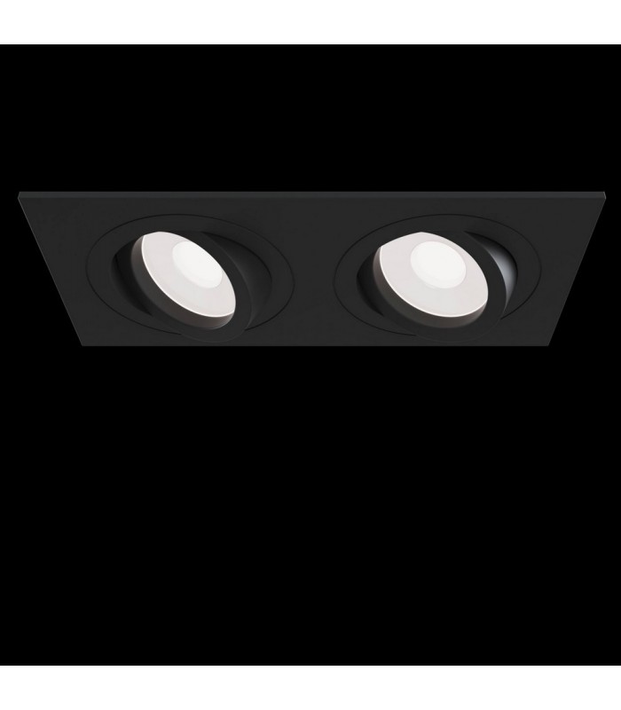 Recessed Twin Square Downlight Black, 2 Light, GU10 - 3