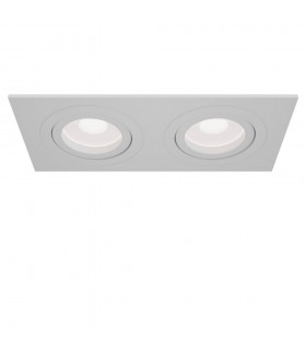 Recessed Twin Square Downlight White, 2 Light, GU10 - 1