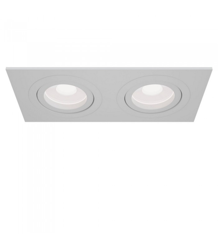 Recessed Twin Square Downlight White, 2 Light, GU10 - 1