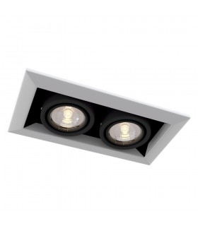 Recessed Twin Square Downlight White, 2 Light, GU10 - 1