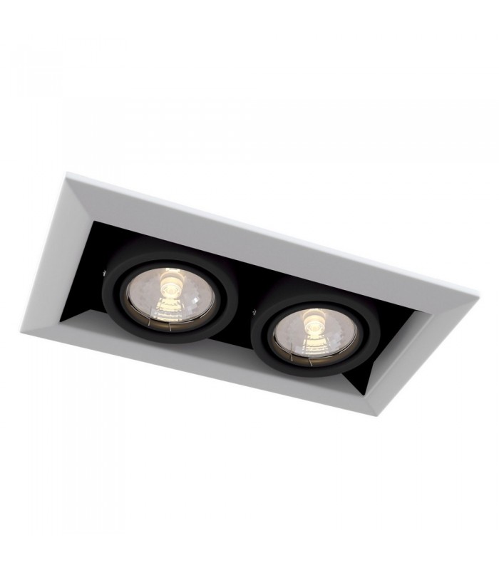 Recessed Twin Square Downlight White, 2 Light, GU10 - 1
