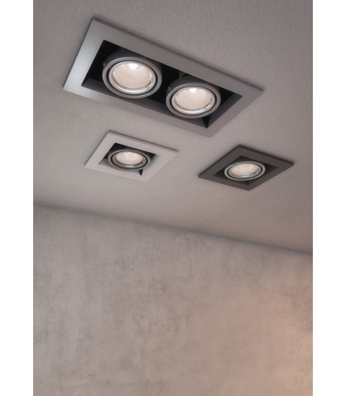 Recessed Twin Square Downlight White, 2 Light, GU10 - 2