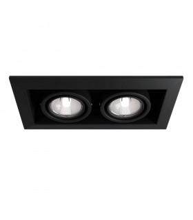 Recessed Twin Square Downlight Black, 2 Light, GU10 - 1