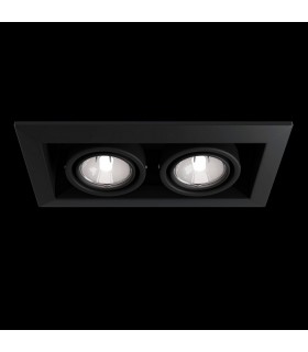 Recessed Twin Square Downlight Black, 2 Light, GU10 - 2