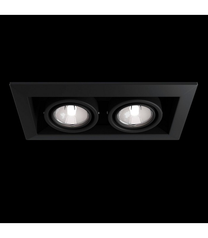 Recessed Twin Square Downlight Black, 2 Light, GU10 - 2