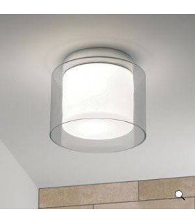 1 Light Bathroom Ceiling Light Clear Glass, Opal IP44, E27 - 1