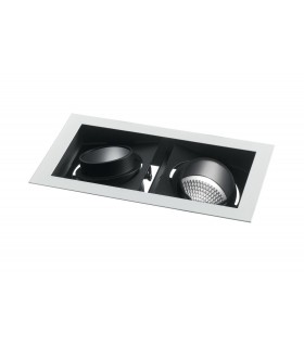 Integrated LED Twin Recessed Downlight Adjustable, White Black, 3000K - 1