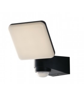Outdoor Built-In LED Flood Light With Night And Pir Motion Sensor, Black White, IP54, 4000K - 1