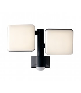 Outdoor Built-In LED Flood Light With Night And Pir Motion Sensor, Black White, IP54, 4000K - 1