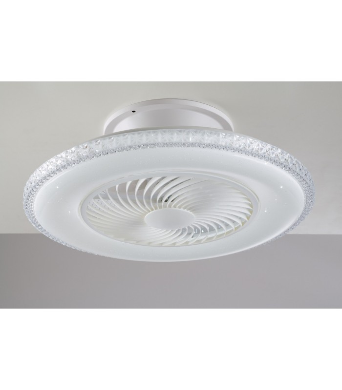 LED Dimmable Ceiling Lamp With Fan, Wifi Smart, Voice Control, White Effect Starry Sky Edge Diamond, - 1