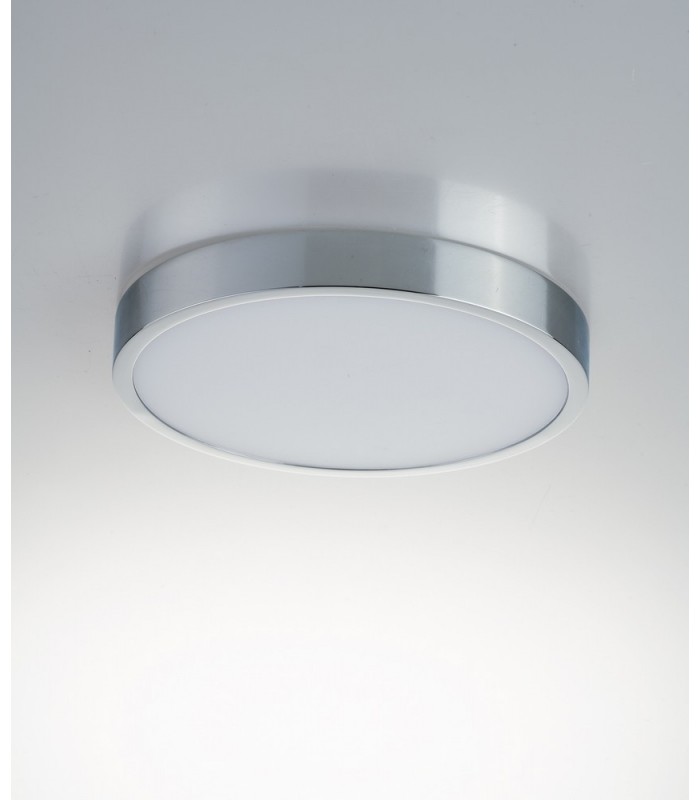 Round LED Flush Ceiling Lamp, Chrome, 4000K - 1