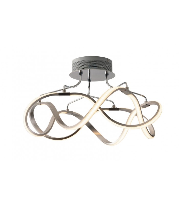 Integrated LED Semi Flush Ceiling Light, Nickel, 4000K - 1
