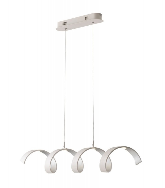Integrated LED Swirl Effect Bar Pendant, White, Silver, 4000K - 1