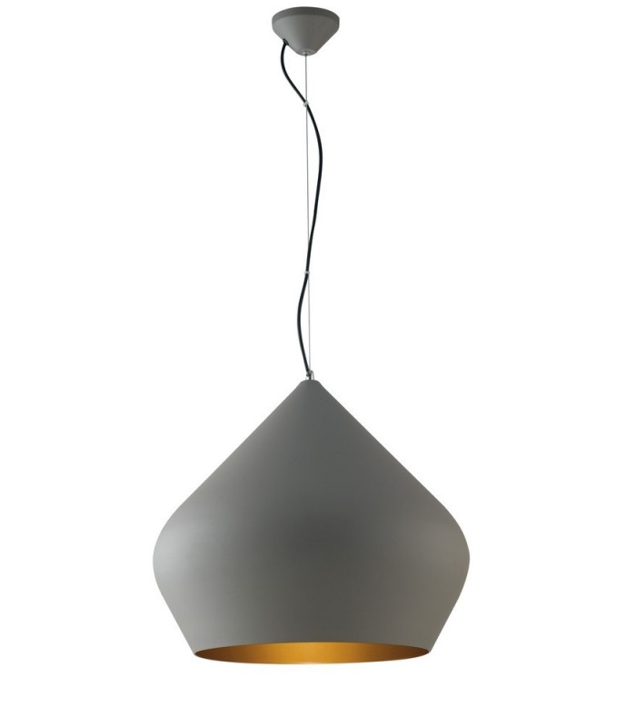 Dome Ceiling Pendant, Grey, Gold, E27 - 1