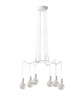 6 Light Hanging Wire Pendant, White, E27 - 1