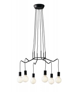 6 Light Hanging Wire Pendant, Black, E27 - 1
