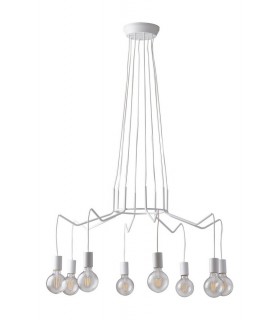 8 Light Hanging Wire Pendant, White, E27 - 1