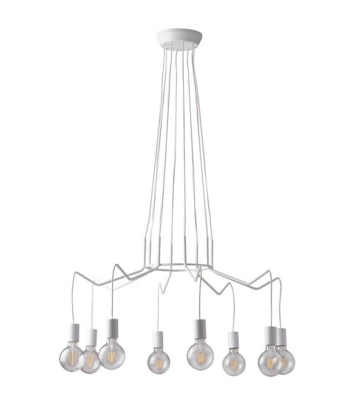 8 Light Hanging Wire Pendant, White, E27 - 1