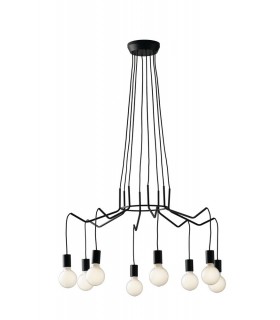8 Light Hanging Wire Pendant, Black, E27 - 1