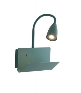 Flexible Arm Reading Usb Wall Lamp Shelf, Green, GU10 - 1