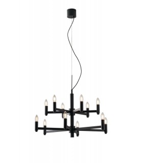 12 Candle 2 Tier Ceiling Pendant, Slate-Grey, E14 - 1