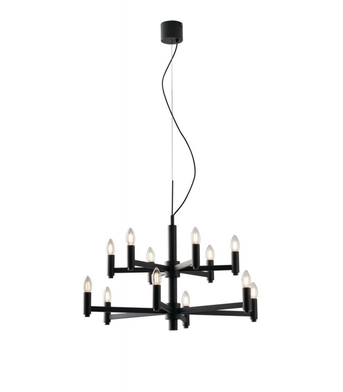 12 Candle 2 Tier Ceiling Pendant, Slate-Grey, E14 - 1