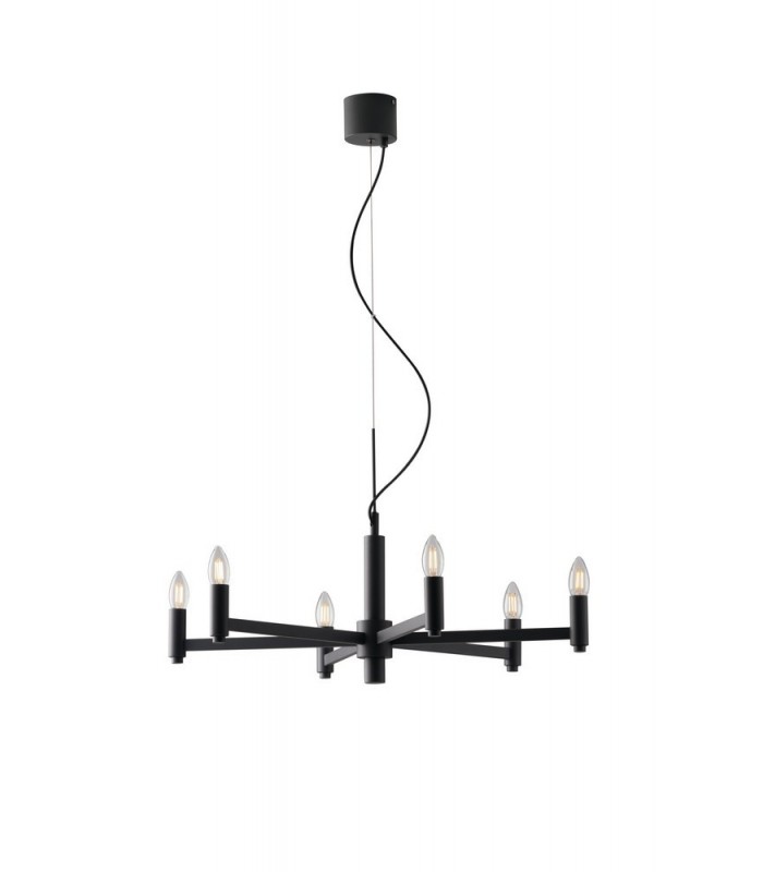 6 Candle Ceiling Pendant, Slate-Grey, E14 - 1