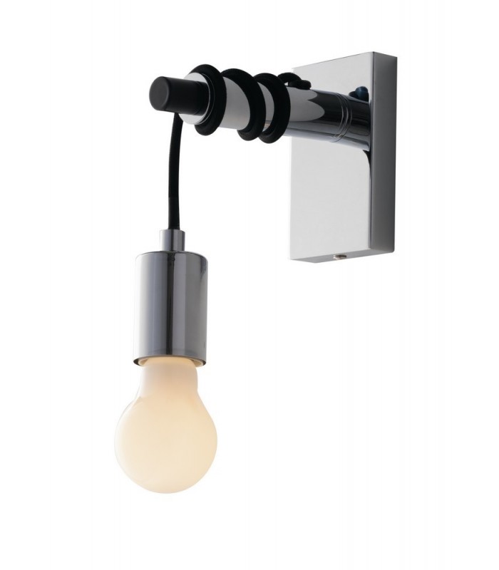Cable Wall Lamp, Chrome, Black, E27 - 1