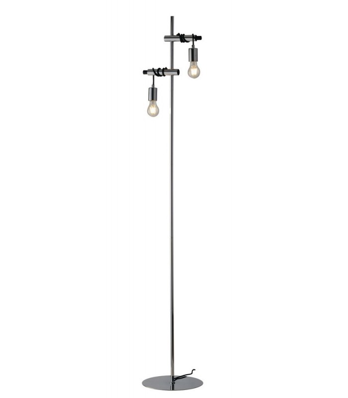 Twin Light Cable Floor Lamp, Chrome, Black, E27 - 1