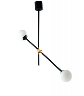 Globe Ceiling Pendant, Black, Gold, Opal, E14 - 1