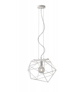 Globe Cage Ceiling Pendant, White, E27 - 1
