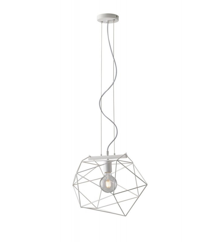 Globe Cage Ceiling Pendant, White, E27 - 1
