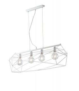 Bar Globe Cage Ceiling Pendant, White, E27 - 1
