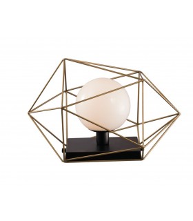 Globe Cage Table Lamp, Black, Gold, E27 - 1