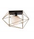Globe Cage Semi Flush Ceiling Light, Black, Gold, E27 - 1