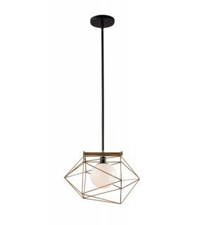 Globe Cage Ceiling Pendant, Black, Gold, E27 - 1